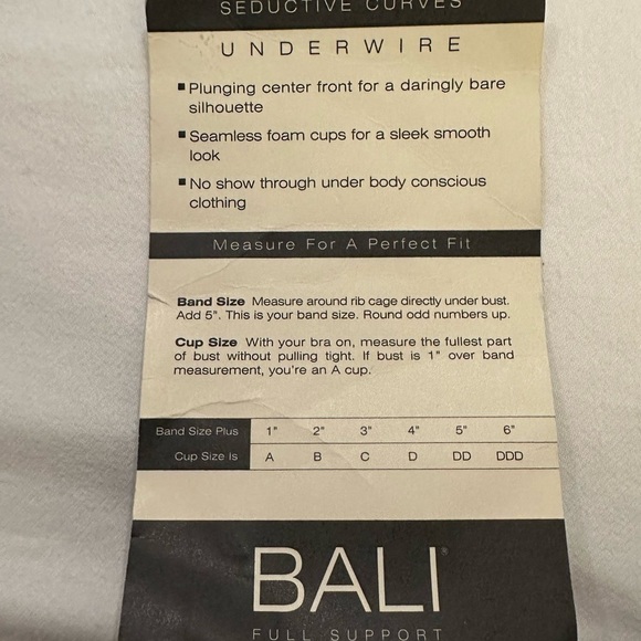 Bali Plunging Underwire Bra, Size 40D Brown, Leopard Print, Smooth Foam Cups NWT - Picture 10 of 10